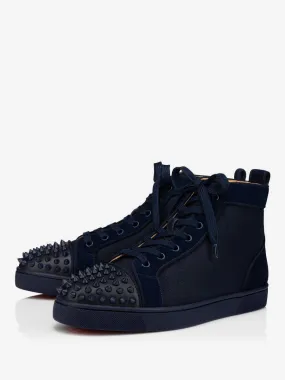 2024 Men's Navy Lace Up High Top Sneakers With Spikes