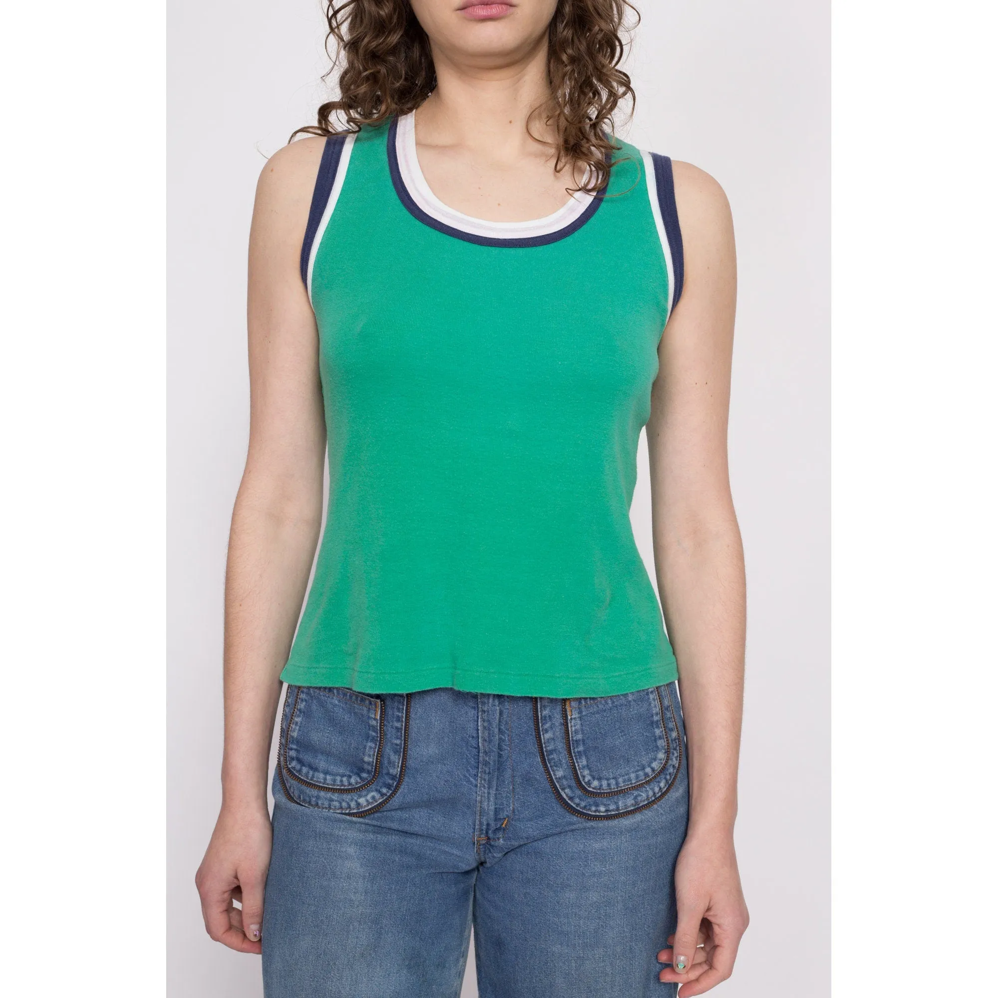 70s Green Ringer Tank - Medium