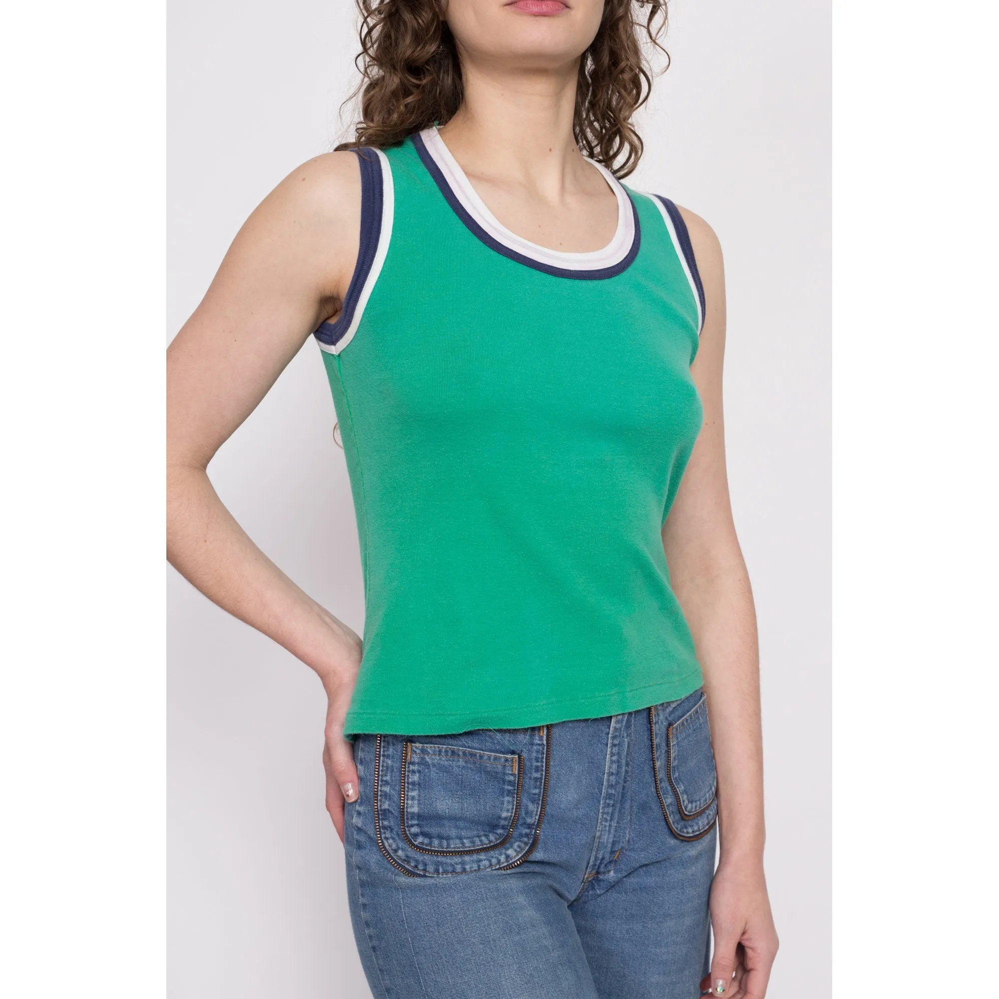 70s Green Ringer Tank - Medium