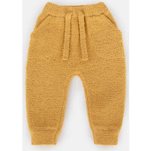 7AM Enfant Fuzzy Drawstring Waist Ribbed Cuff Joggers, Amber