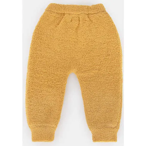 7AM Enfant Fuzzy Drawstring Waist Ribbed Cuff Joggers, Amber