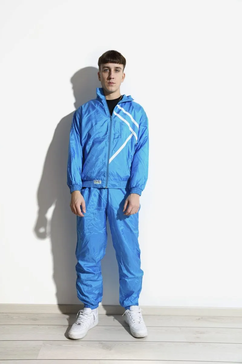 80s vintage rave tracksuit set in blue colour