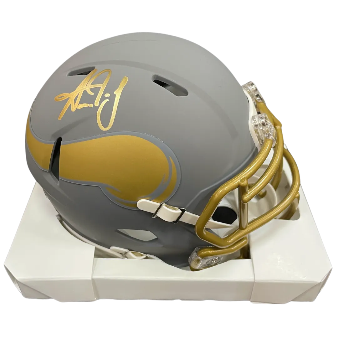 Aaron Jones Autographed Minnesota Vikings Slate Mini Helmet