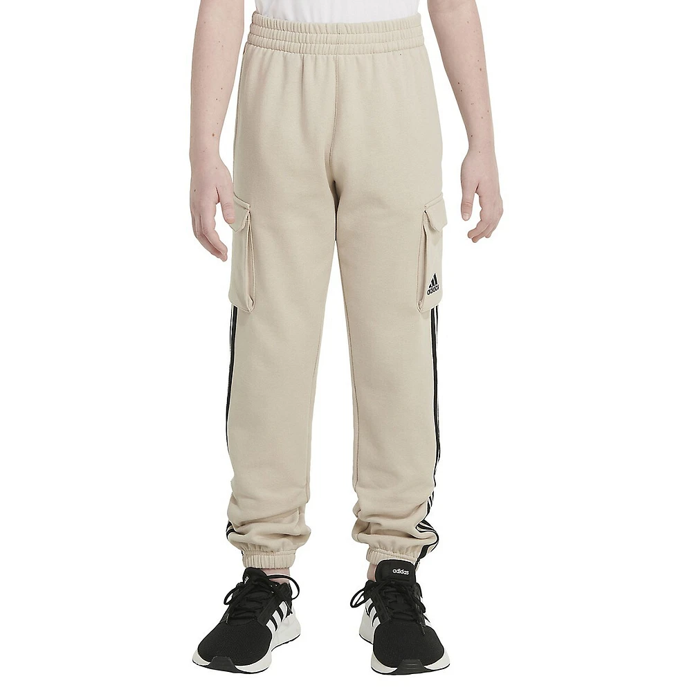 adidas Boy's 3-Stripes Fleece Cargo Joggers