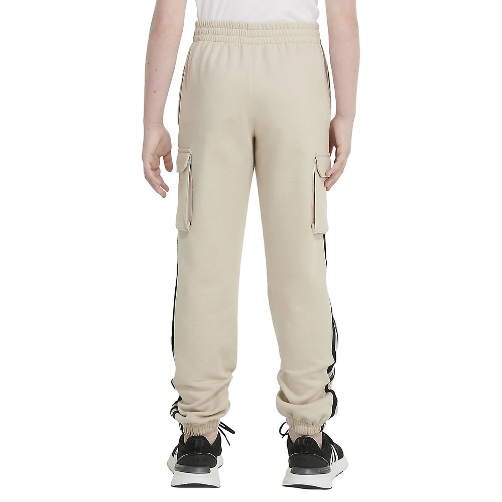 adidas Boy's 3-Stripes Fleece Cargo Joggers