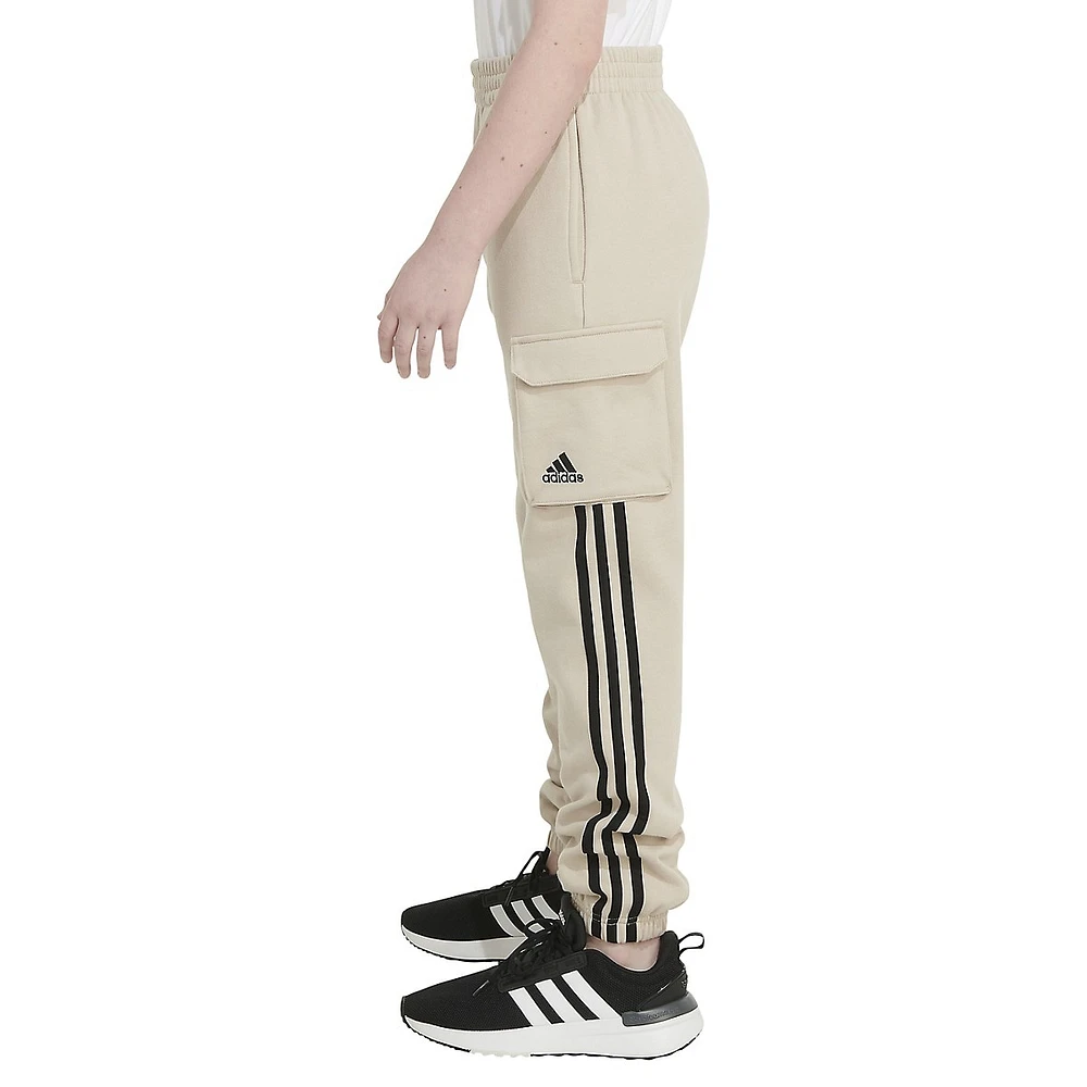 adidas Boy's 3-Stripes Fleece Cargo Joggers