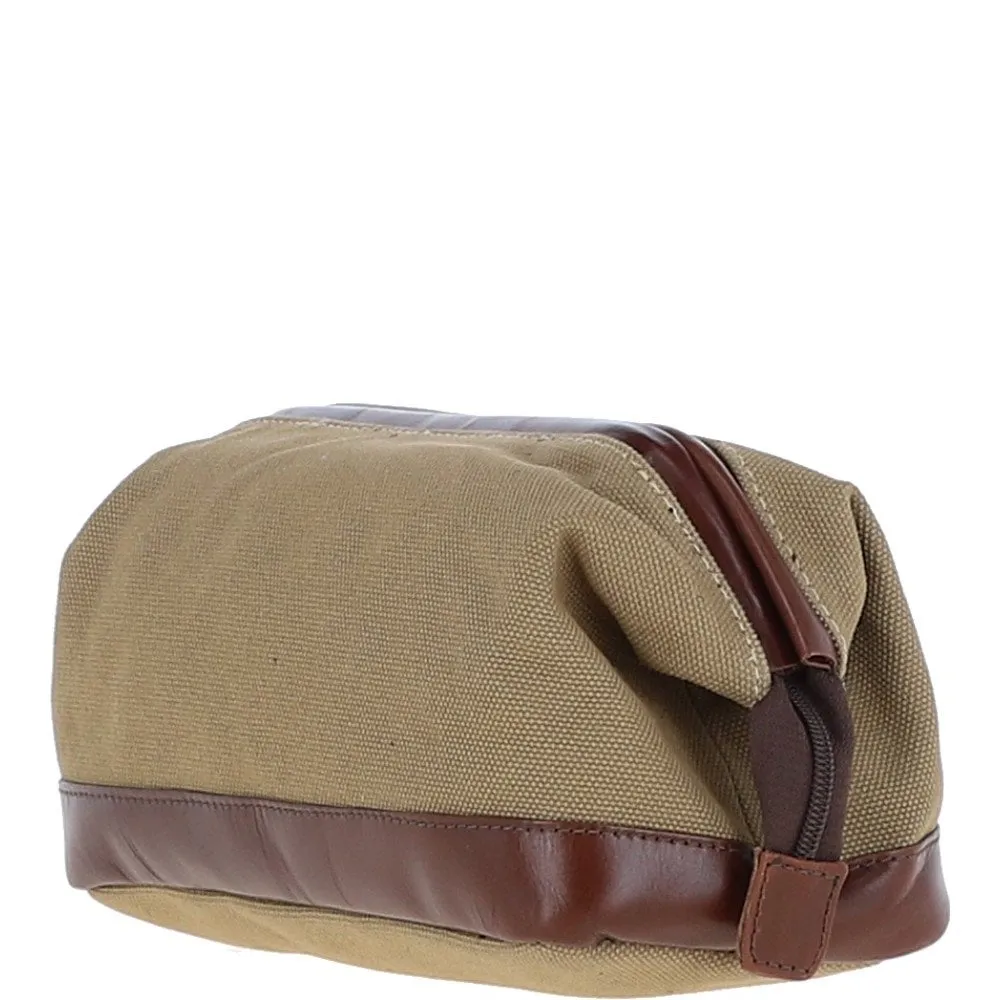 Ashwood Canvas Leather Wash Bag Brandy/beige: LOU