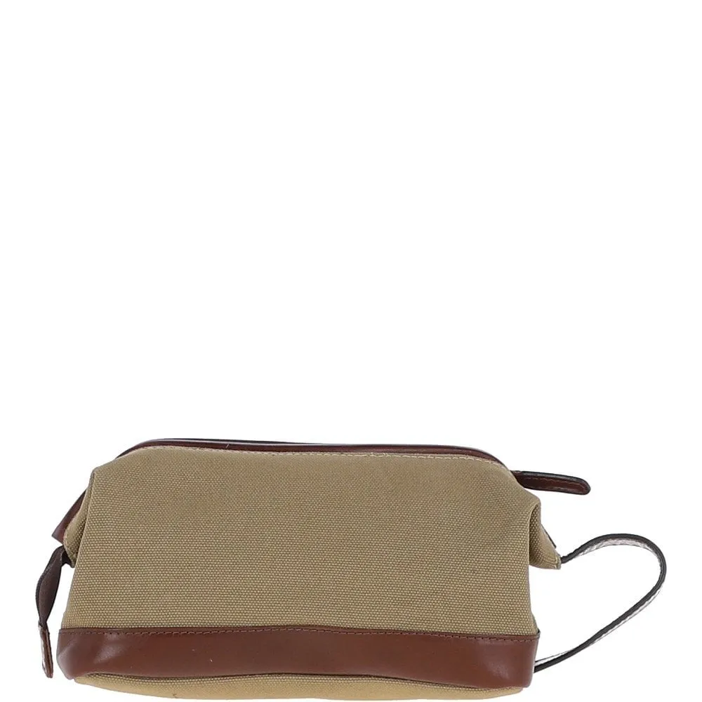 Ashwood Canvas Leather Wash Bag Brandy/beige: LOU