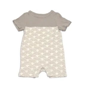 Bamboo Short Sleeve Romper (Wobbly Wave Print)