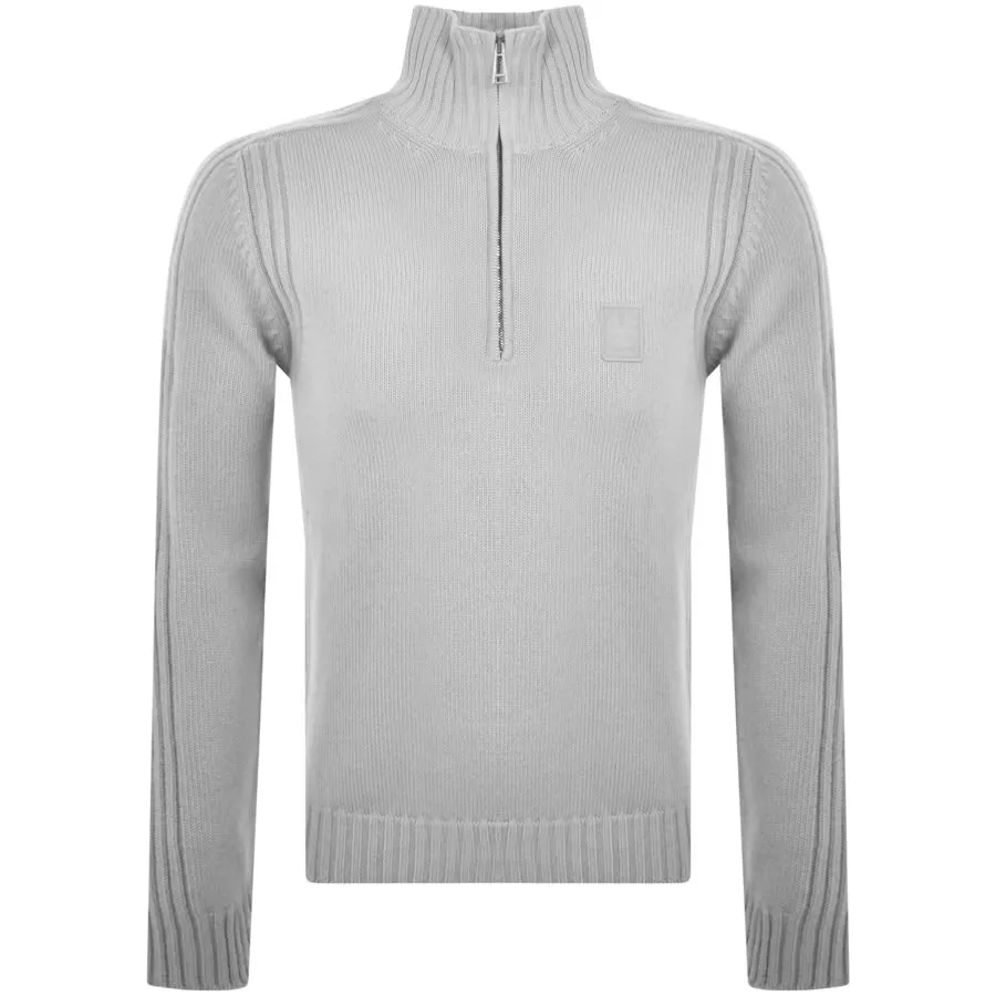 Belstaff Mineral Quarter Zip Jumper Grey