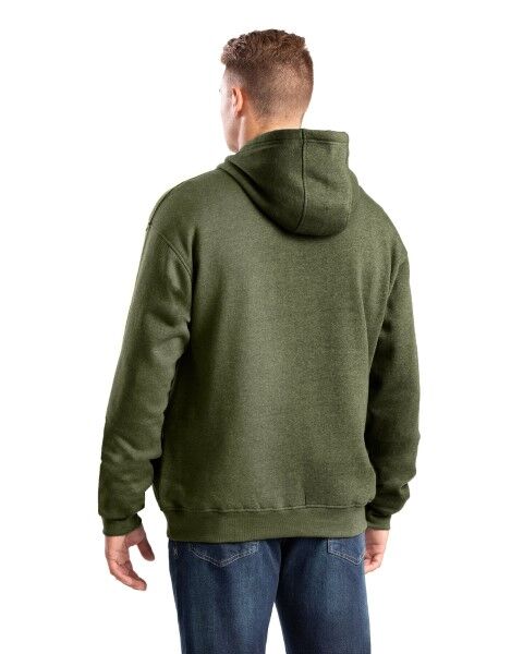 Berne Men's Zippered Pocket Hooded Pullover Sweatshirt in Cedar Green