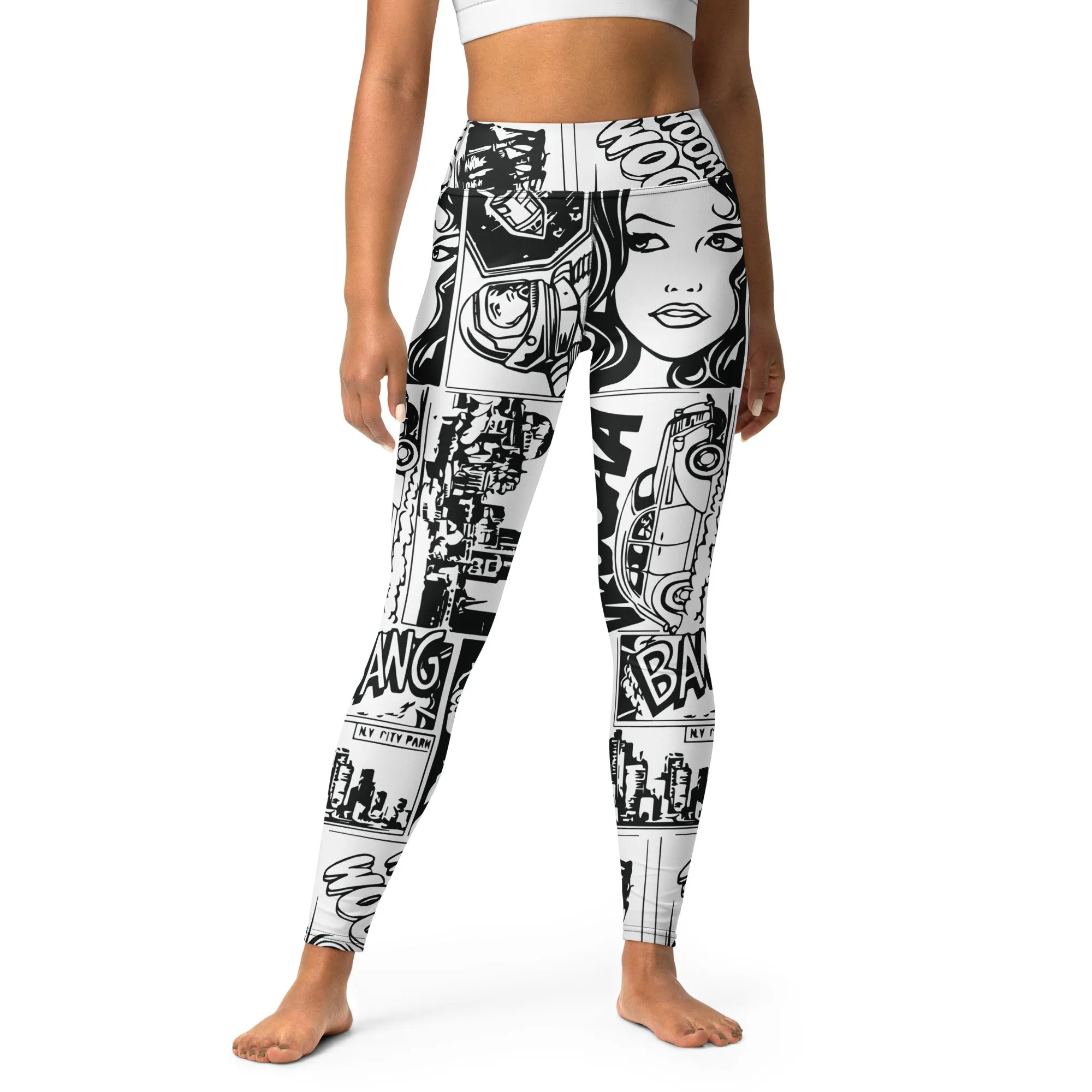 Black  & White Comic Book Yoga Leggings