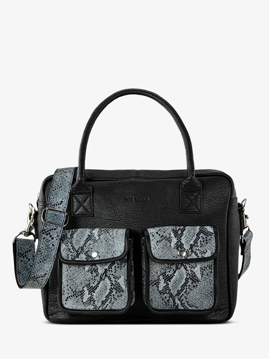 Black Leather Handbag for Women - LeDandy Python Black | PAUL MARIUS