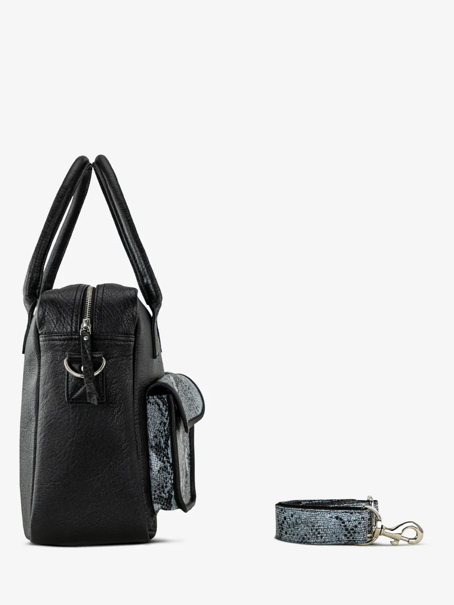 Black Leather Handbag for Women - LeDandy Python Black | PAUL MARIUS