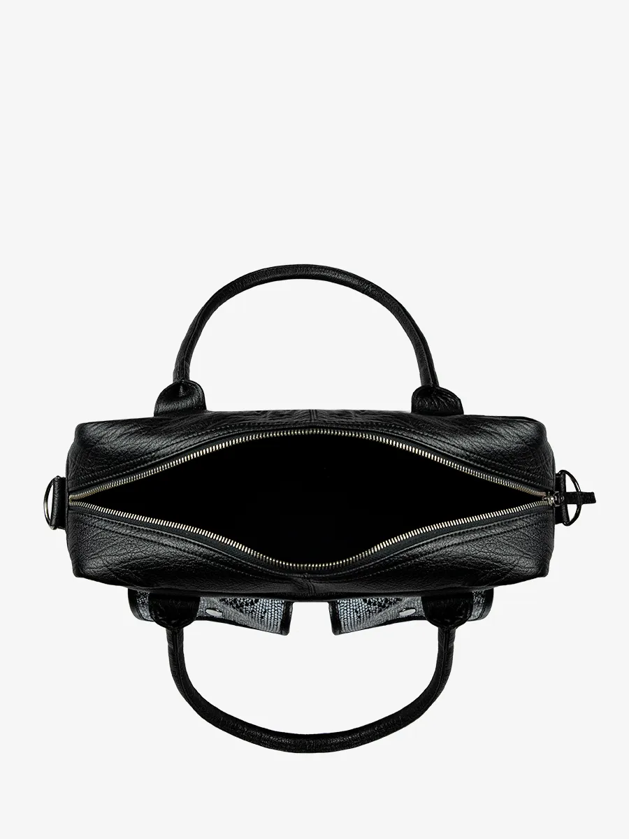 Black Leather Handbag for Women - LeDandy Python Black | PAUL MARIUS