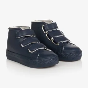 Boys Navy Blue High-Top Trainers