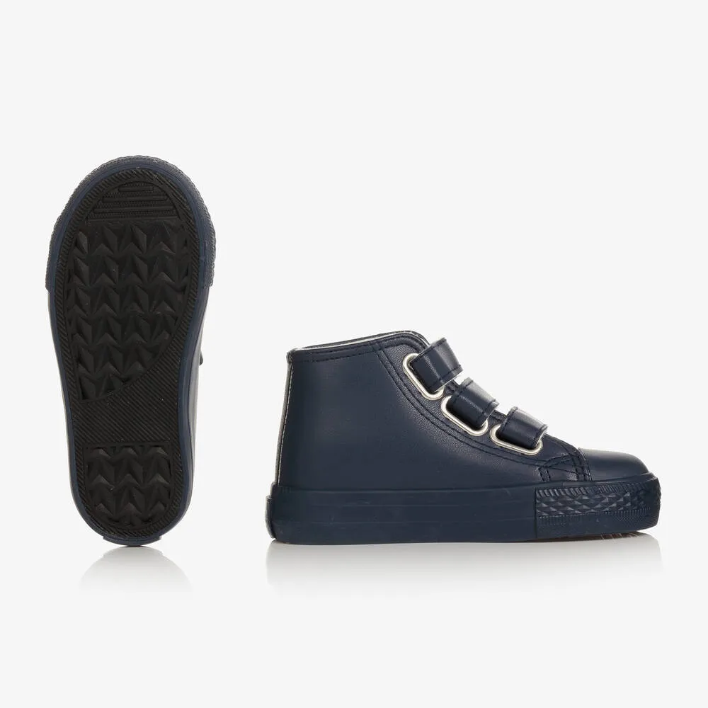 Boys Navy Blue High-Top Trainers