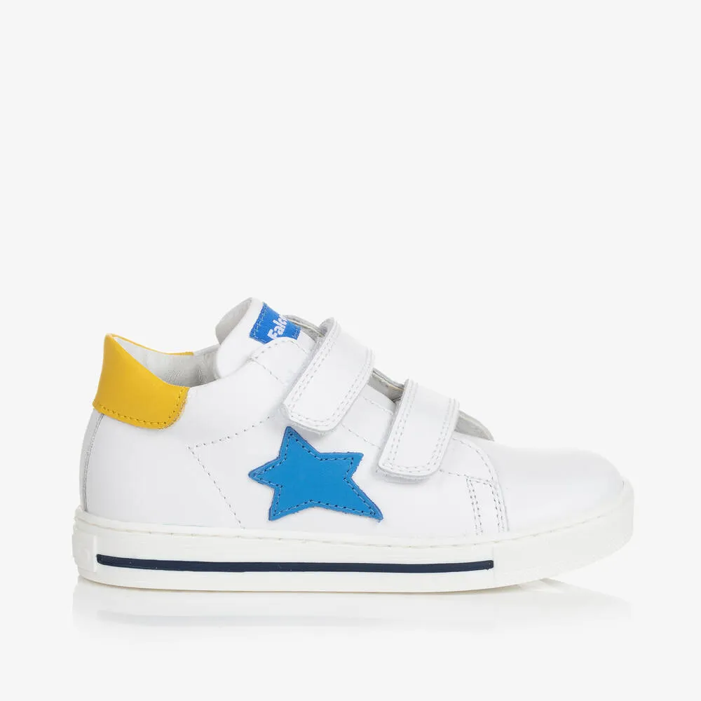 Boys White Leather Star Trainers