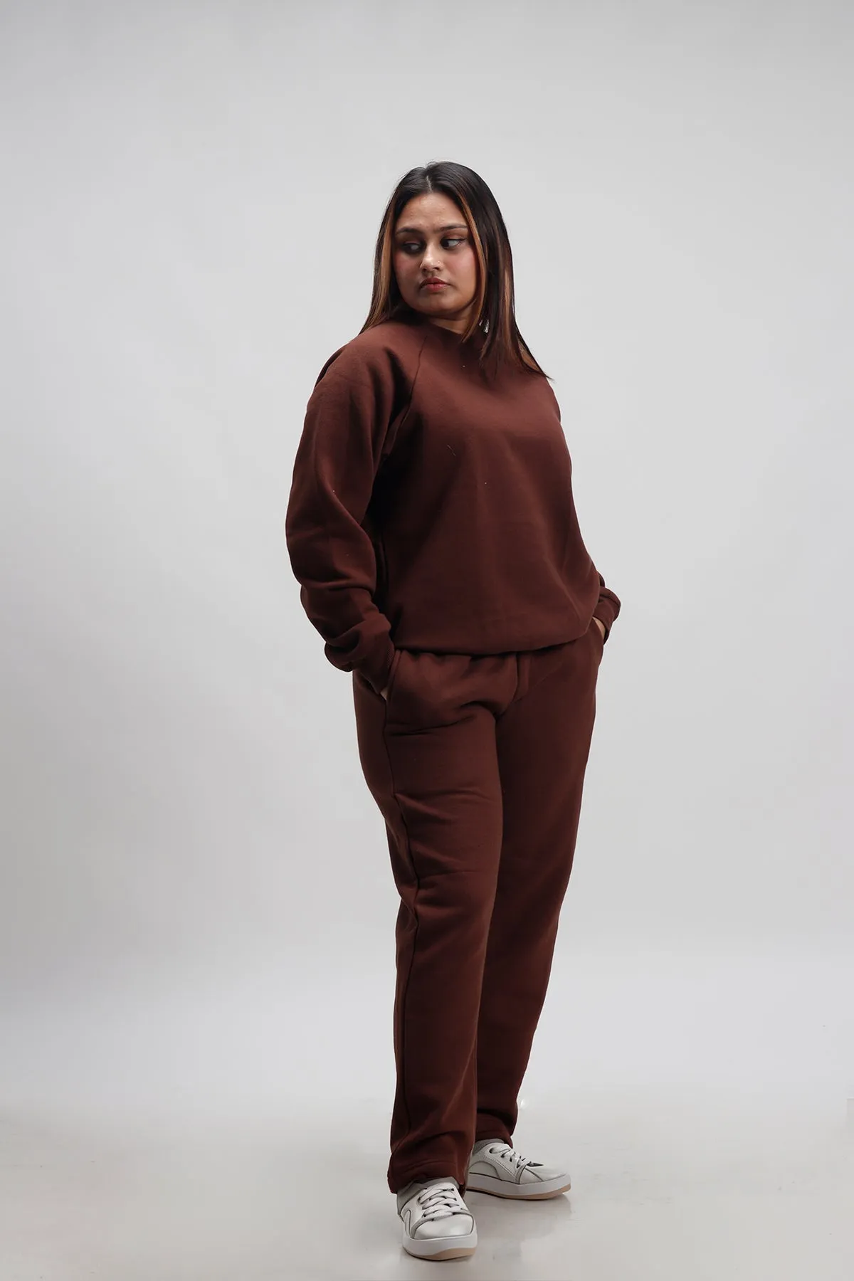 Brown Sweatshirt+ Straight Joggers Co-ord Set