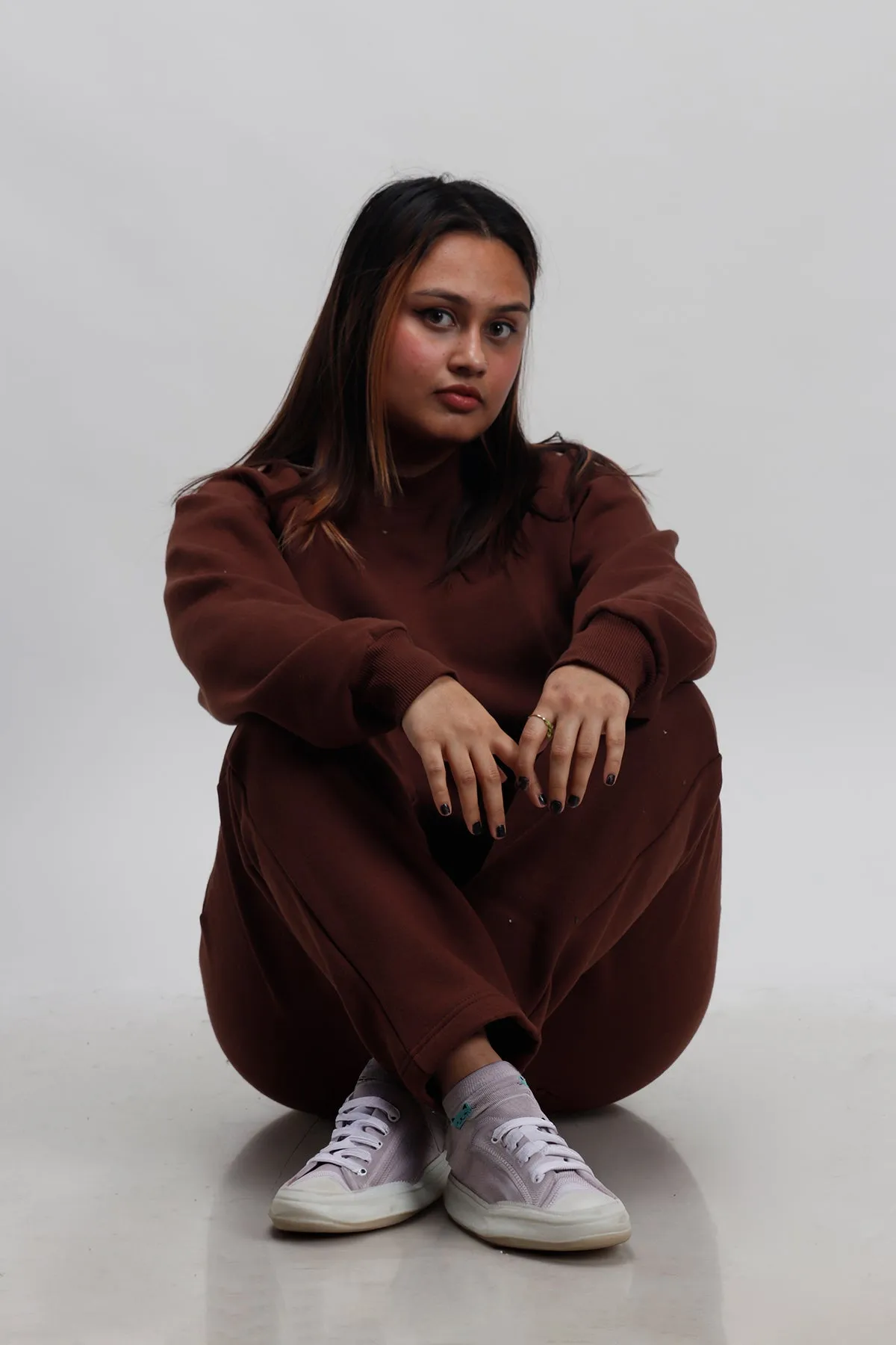 Brown Sweatshirt+ Straight Joggers Co-ord Set