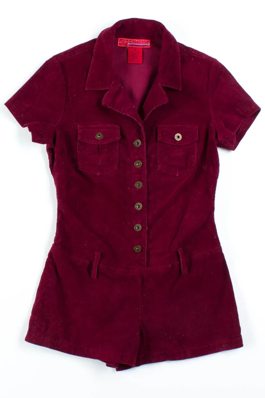 Burgundy Corduroy Romper