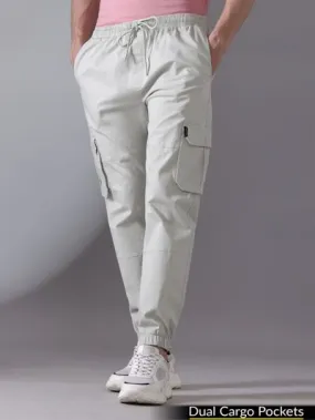 Buy Pale Grey Dual Pocket Cargo Joggers Online in India -Beyoung