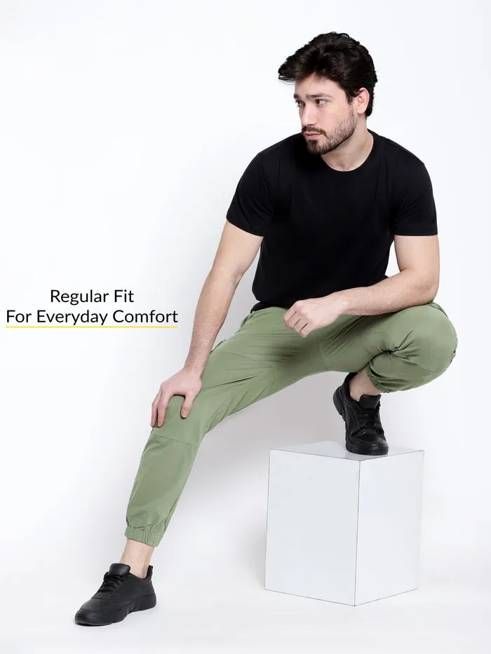 Buy Pale Olive Dual Pocket Cargo Joggers Online in India -Beyoung