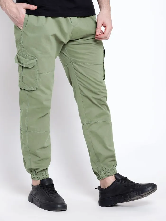 Buy Pale Olive Dual Pocket Cargo Joggers Online in India -Beyoung