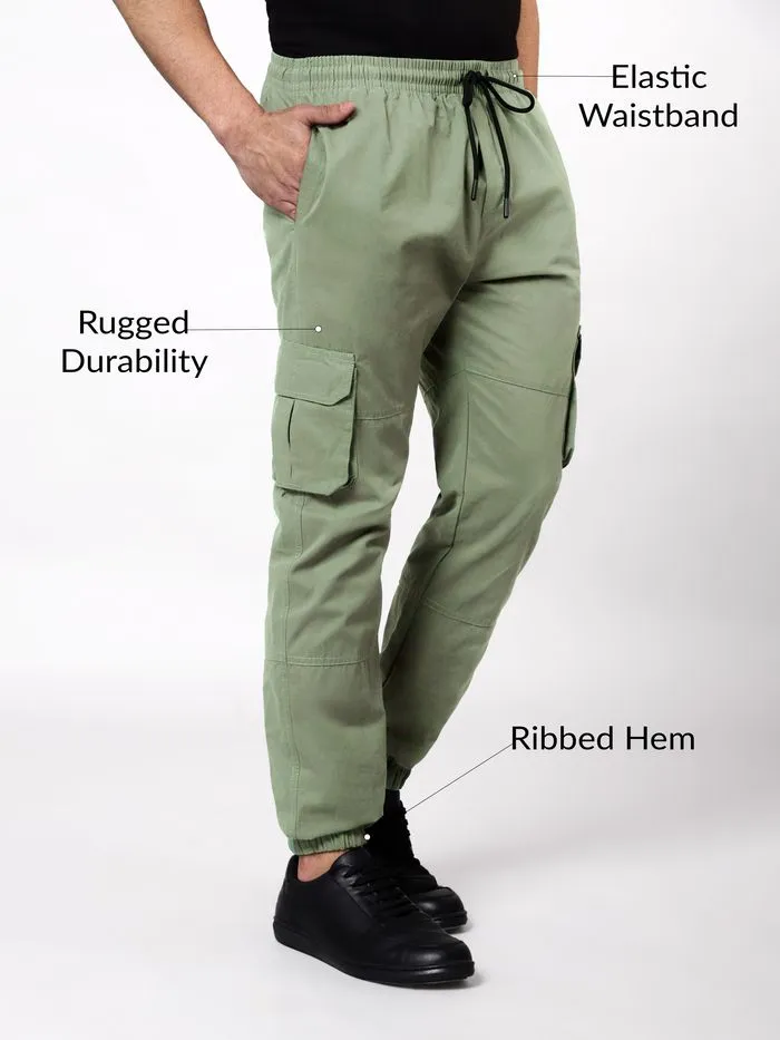 Buy Pale Olive Dual Pocket Cargo Joggers Online in India -Beyoung