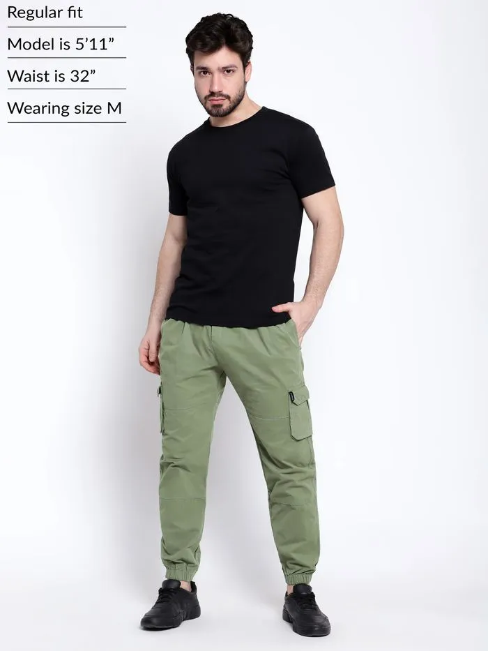 Buy Pale Olive Dual Pocket Cargo Joggers Online in India -Beyoung