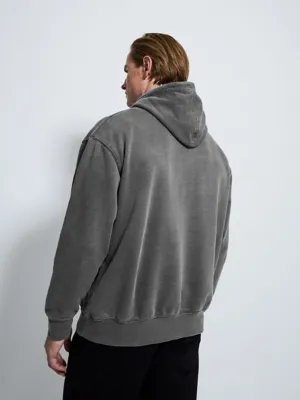 Charcoal Garment Dyed Washed Hoodie | Men | George at ASDA