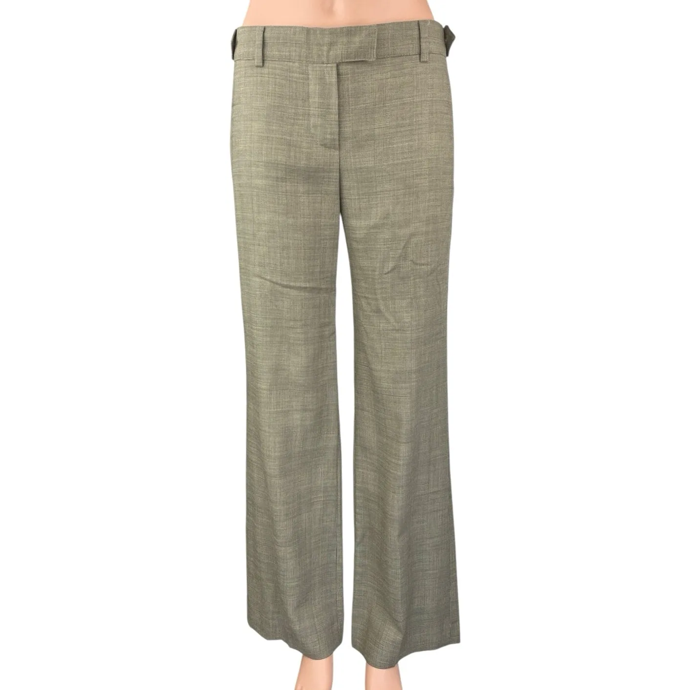 Chloe Gray Wool Plaid Checkered Straight Wide Mid Rise Trousers Dress Pants 4