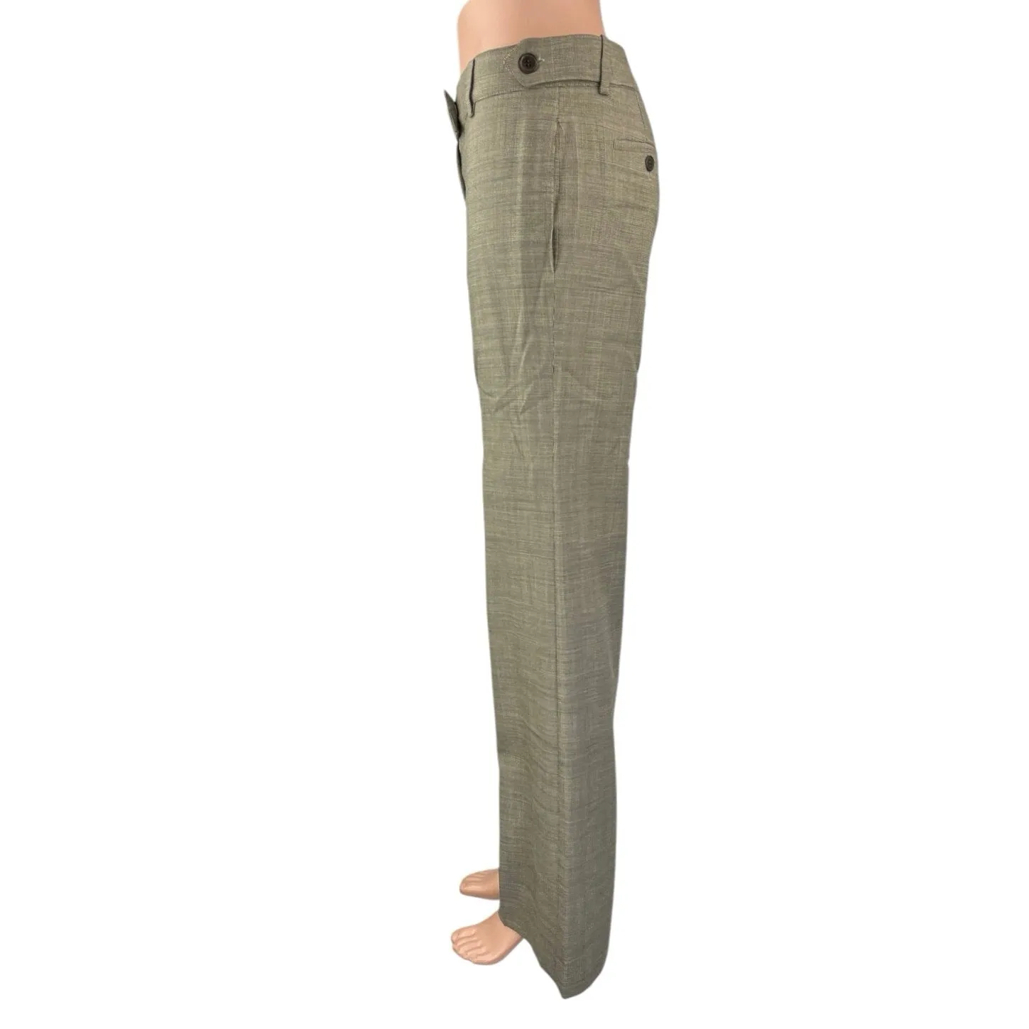 Chloe Gray Wool Plaid Checkered Straight Wide Mid Rise Trousers Dress Pants 4