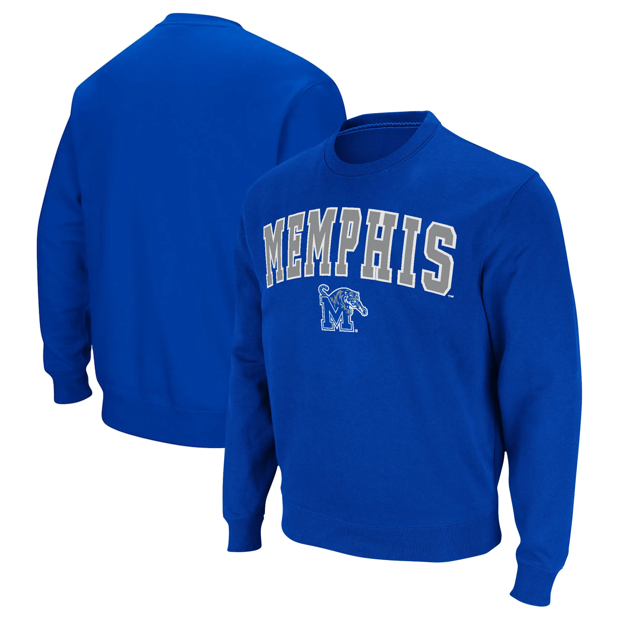 Colosseum Memphis Tigers Royal Arch & Logo Tackle Twill Pullover Sweatshirt