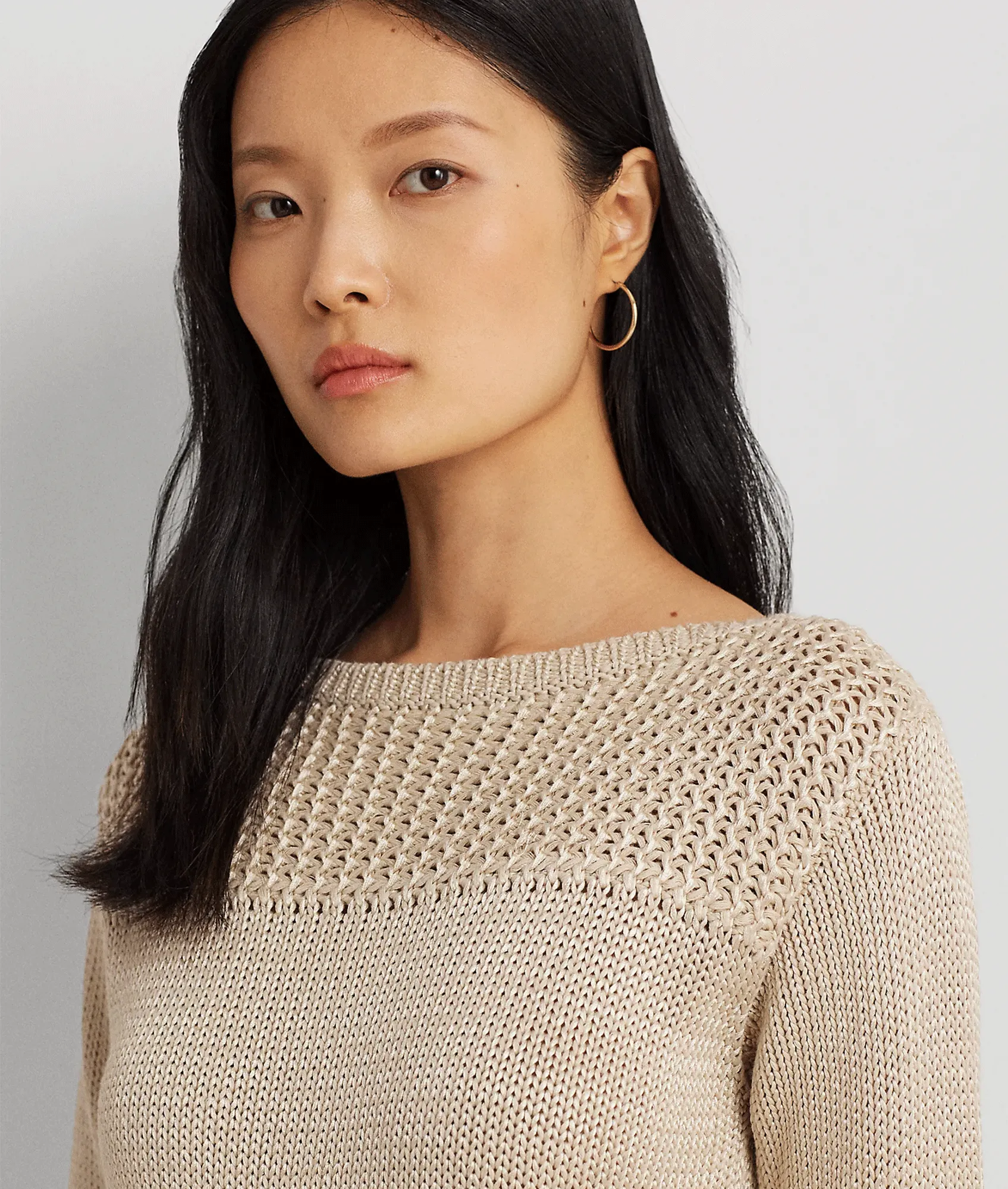 Cotton-Blend Boatneck Jumper - Beige