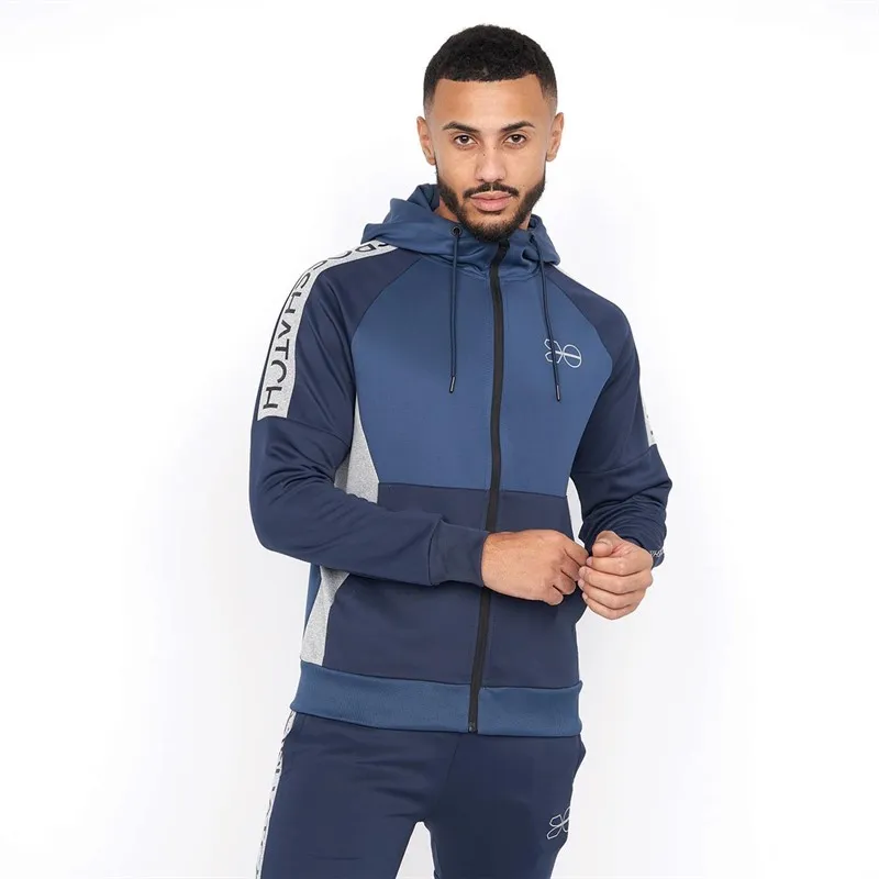 Crosshatch Mens Helston Tricot Panel Tracksuit Navy/Blue