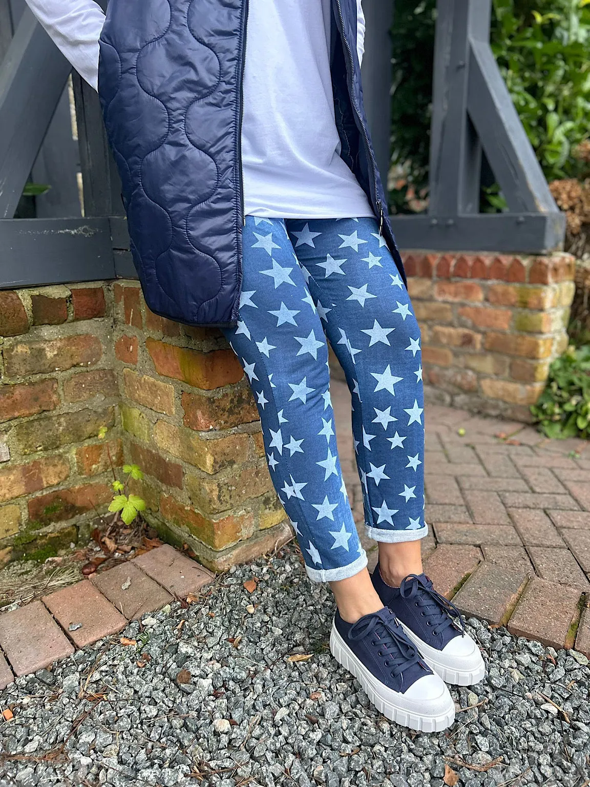 Denim Star Print Joggers