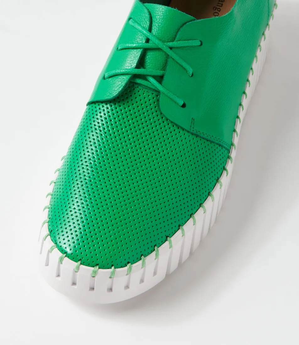 DJANGO & JULIETTE Batu Bright Emerald White Leather Sneakers