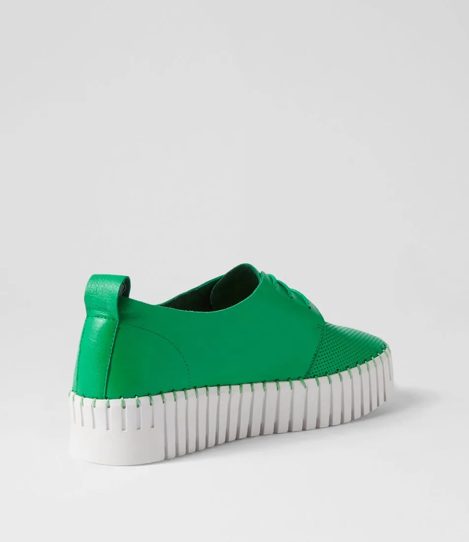 DJANGO & JULIETTE Batu Bright Emerald White Leather Sneakers