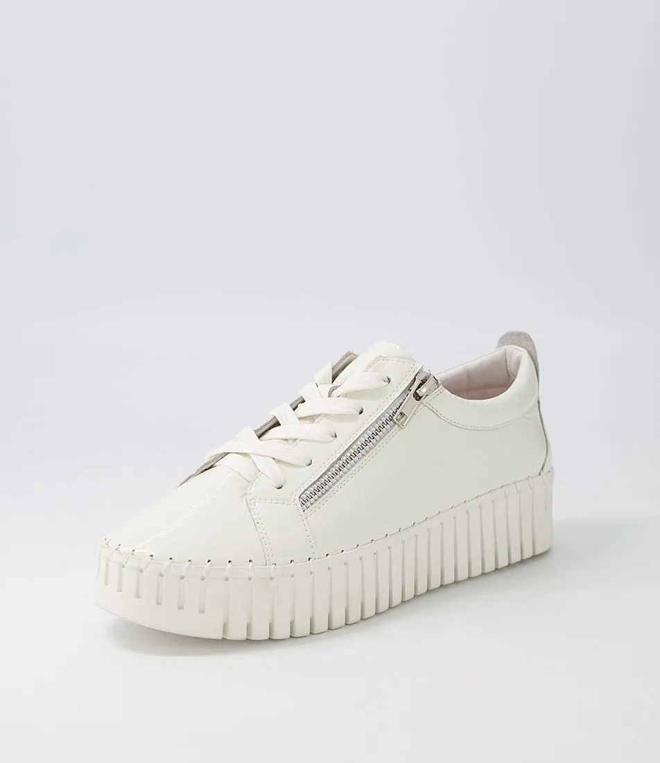 DJANGO & JULIETTE Bump Off White Ivory Patent Leather Sneakers