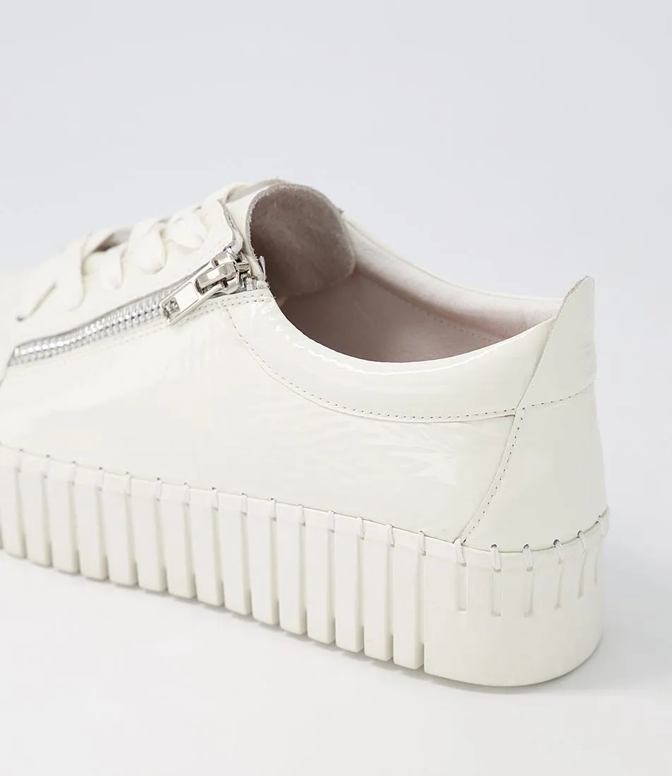 DJANGO & JULIETTE Bump Off White Ivory Patent Leather Sneakers