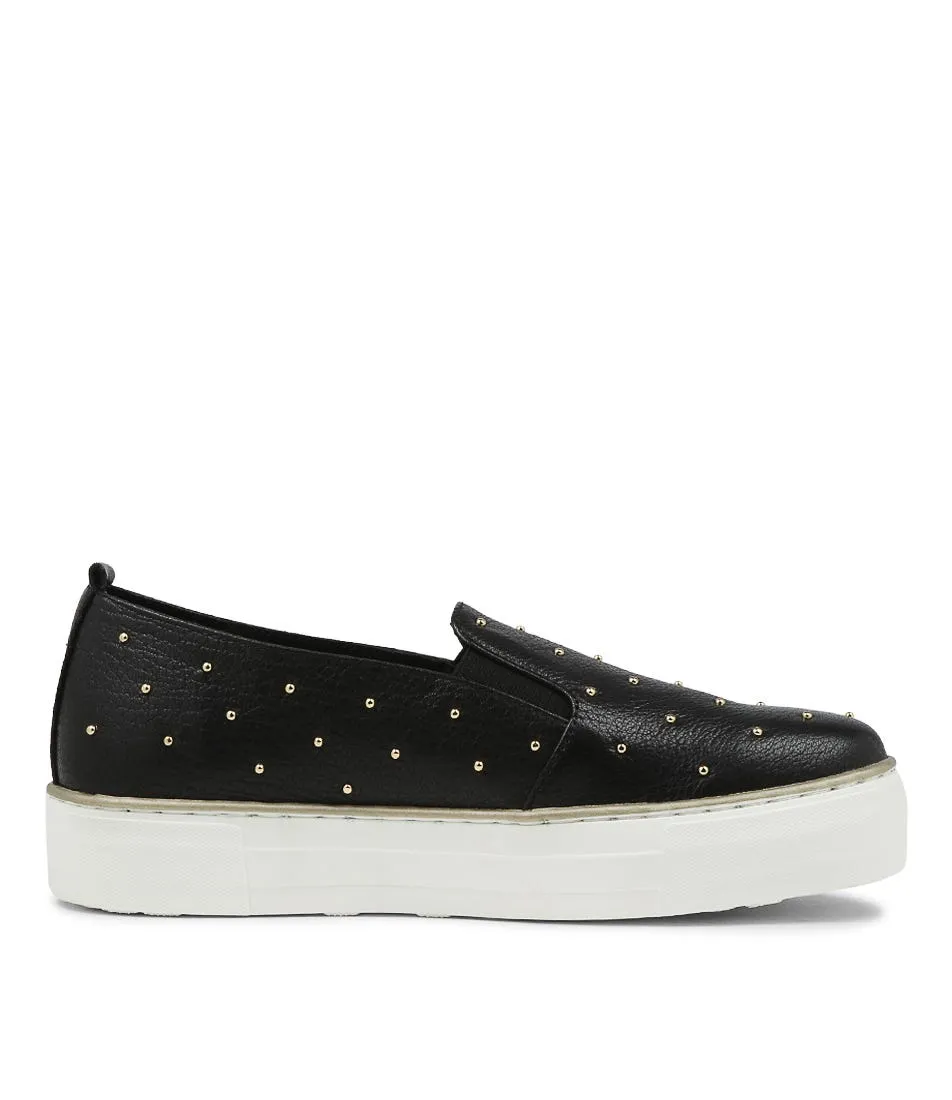 DJANGO & JULIETTE Faiz Black Pale Gold Leather Sneakers