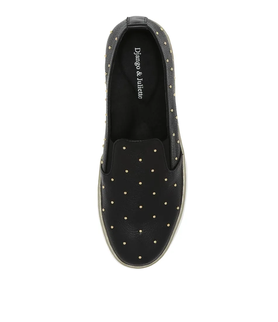 DJANGO & JULIETTE Faiz Black Pale Gold Leather Sneakers