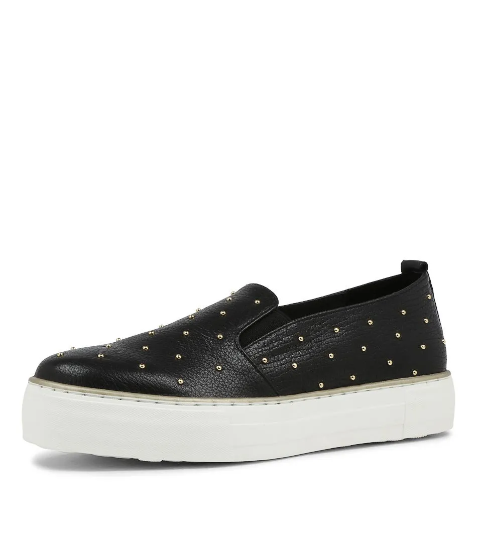 DJANGO & JULIETTE Faiz Black Pale Gold Leather Sneakers