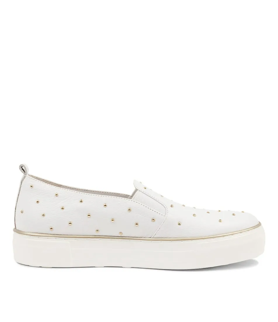 DJANGO & JULIETTE Faiz White Pale Gold Leather Sneakers