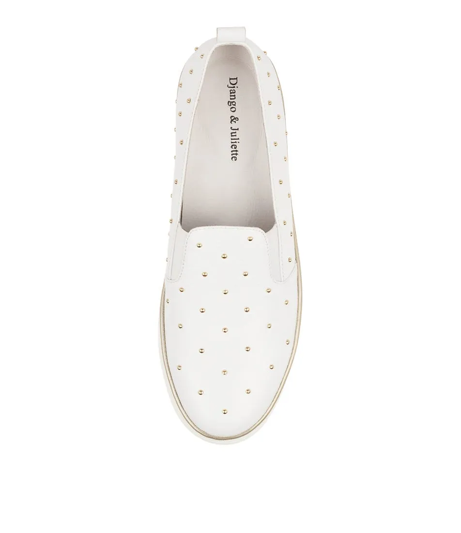 DJANGO & JULIETTE Faiz White Pale Gold Leather Sneakers