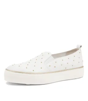 DJANGO & JULIETTE Faiz White Pale Gold Leather Sneakers