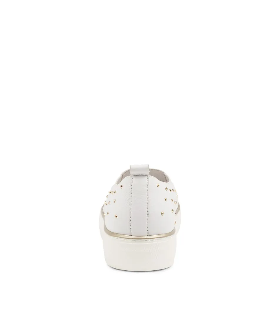 DJANGO & JULIETTE Faiz White Pale Gold Leather Sneakers