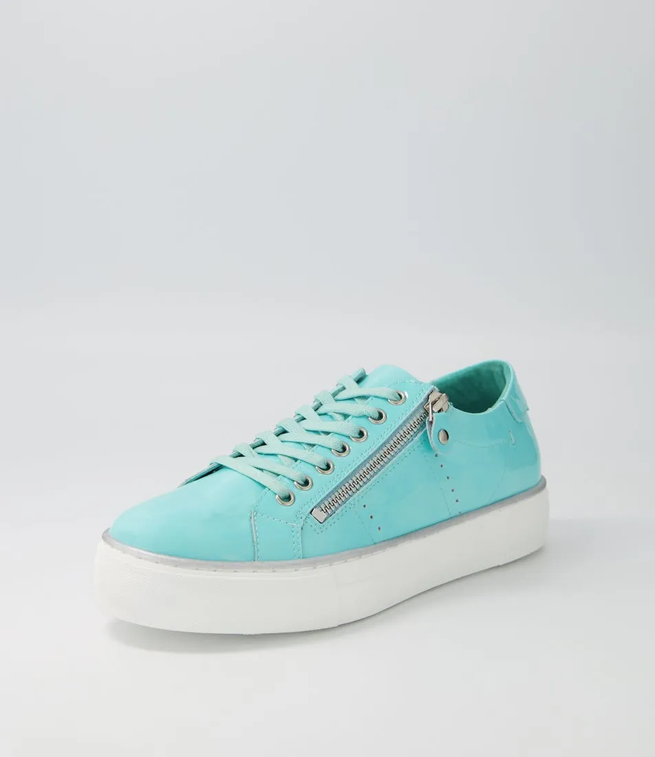 DJANGO & JULIETTE Froggy Light Aqua Patent Leather Sneakers