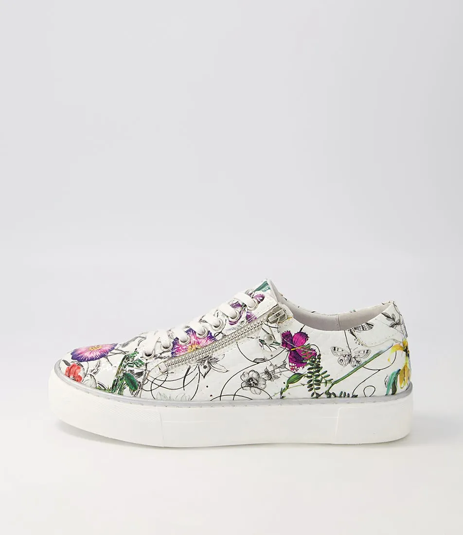 DJANGO & JULIETTE Froggy White Print Croc Leather Sneakers